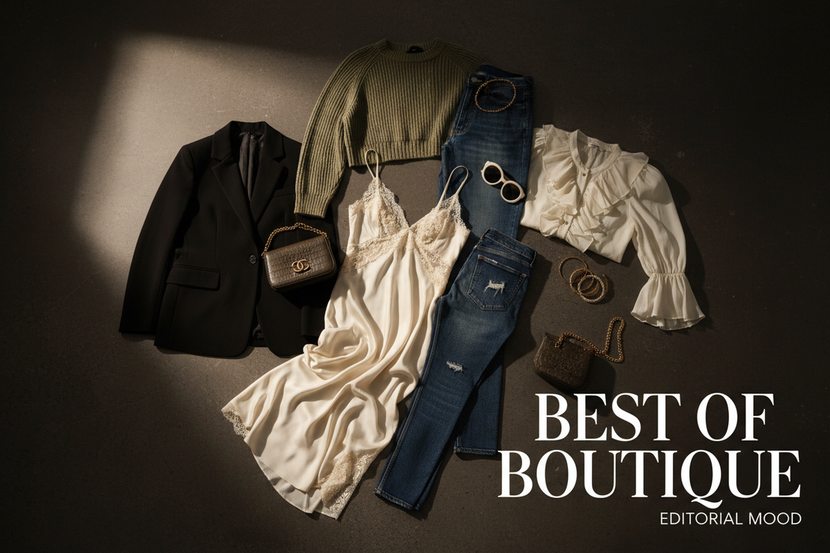 Woman browsing women's boutique clothing online