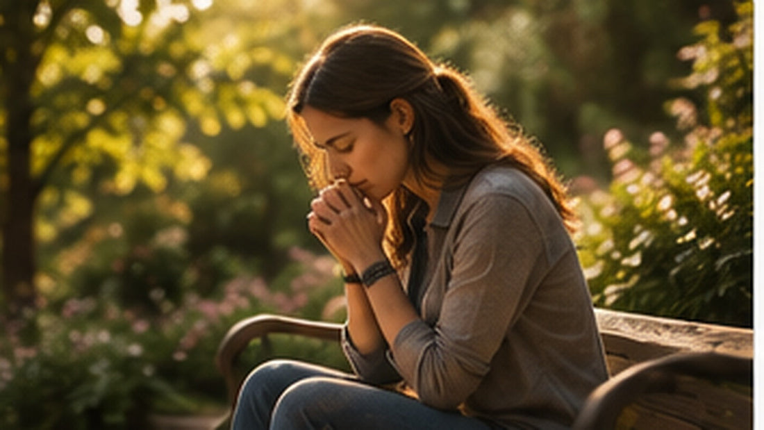 Woman praying outdoors for strength and comfort during a difficult season