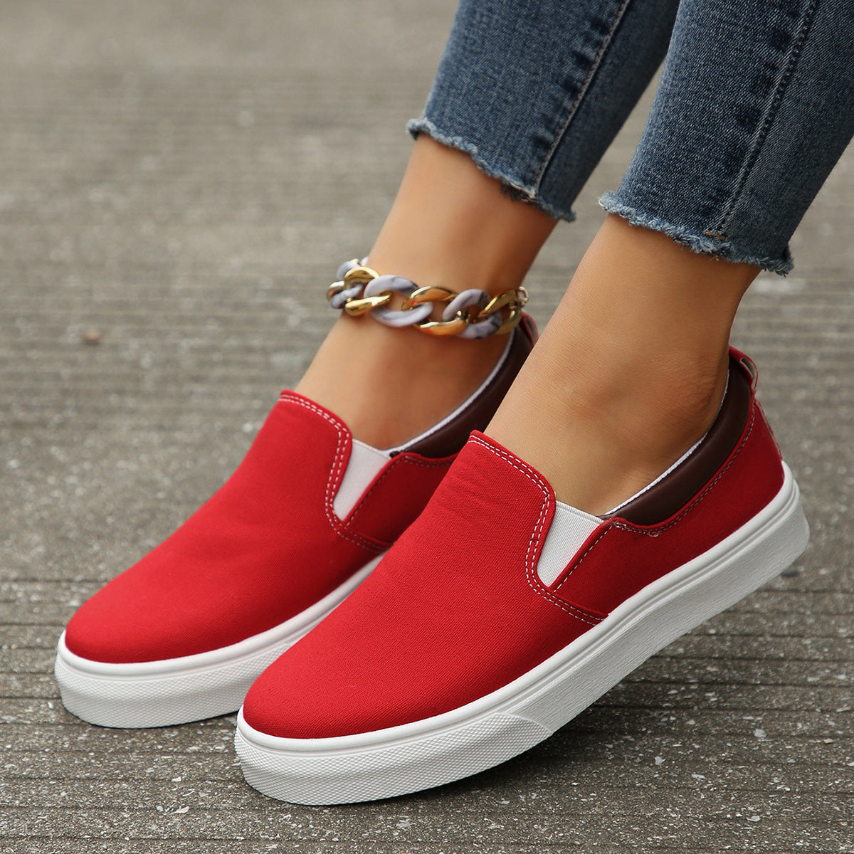 Women's Slip-On Flat Loafers | Color-Block Round Toe Casual Shoes