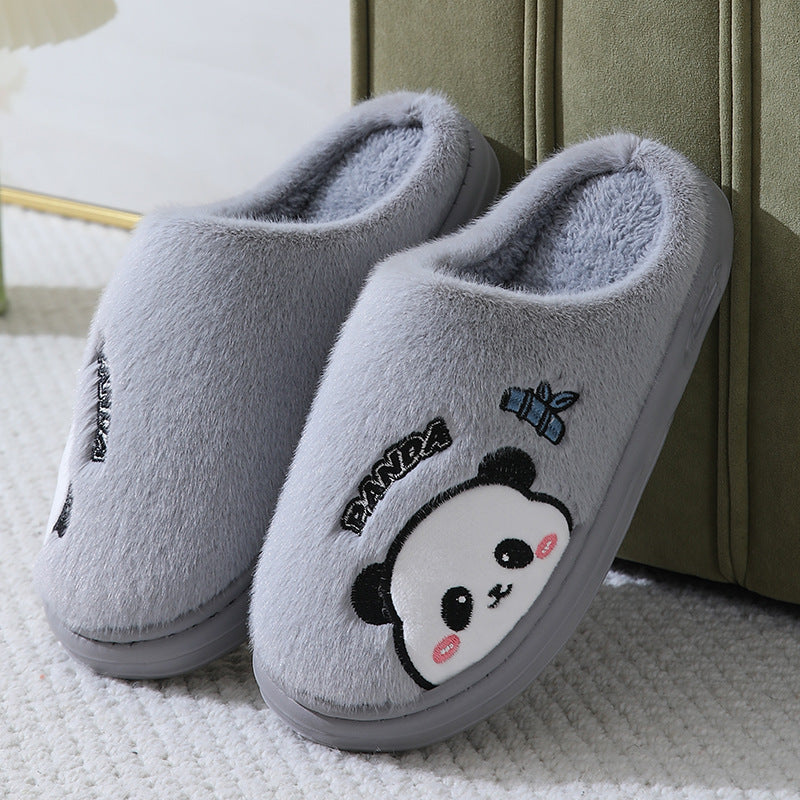 Panda Slippers for Women & Men - Cute Cartoon Plush Indoor House Shoes with Thick Anti-Slip EVA Sole