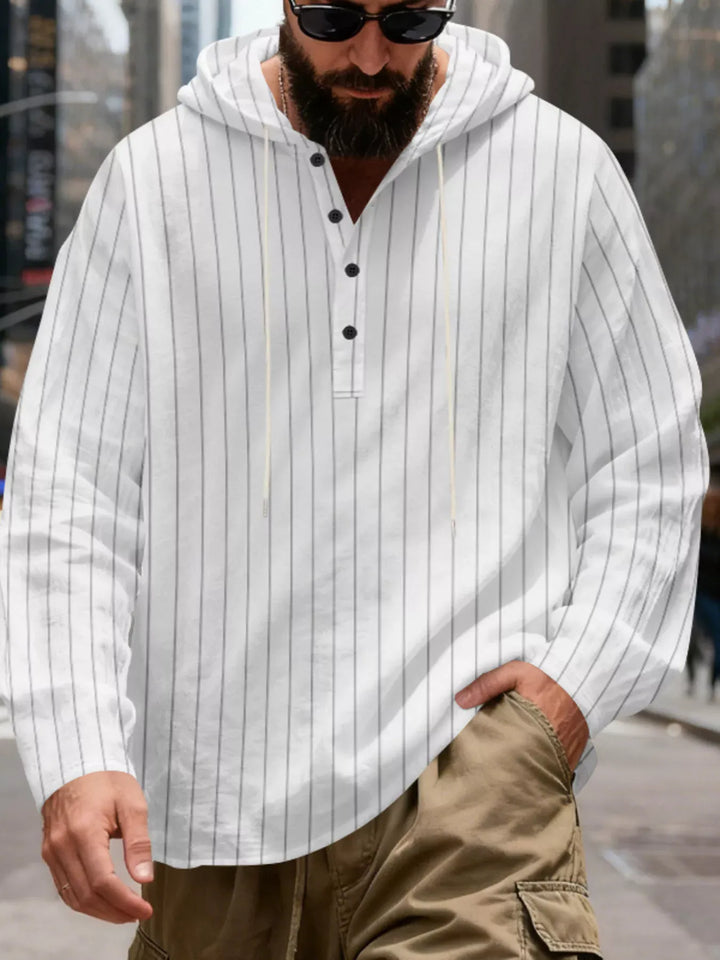 Men's Striped Henley Hoodie
