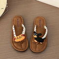 Women's Herringbone Non-Slip Beach Flip-Flops - Soft Sole Summer Slippers