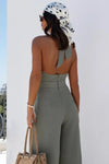 Backless crisscross wide-leg jumpsuit for women