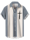 Men's Crossline striped cross button-up shirt in Slate Blue
