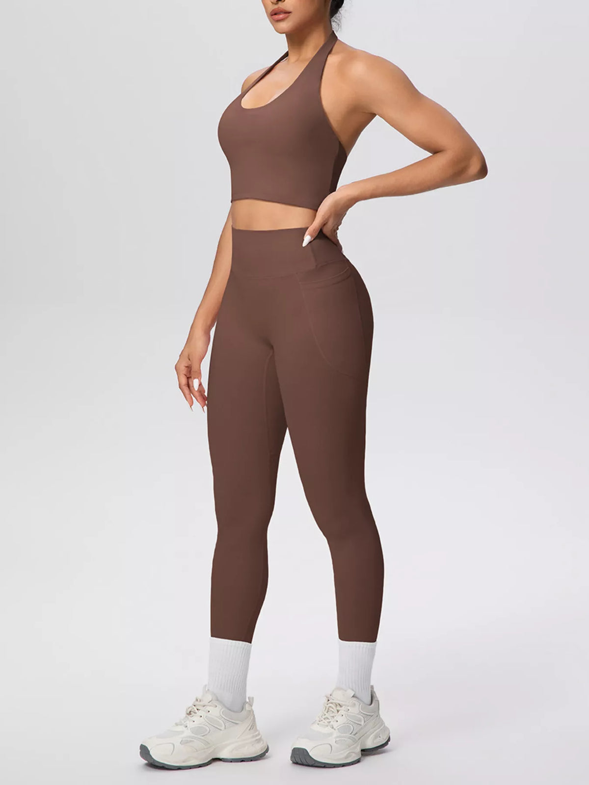 Halter Crop Top & High-Waisted Leggings Set