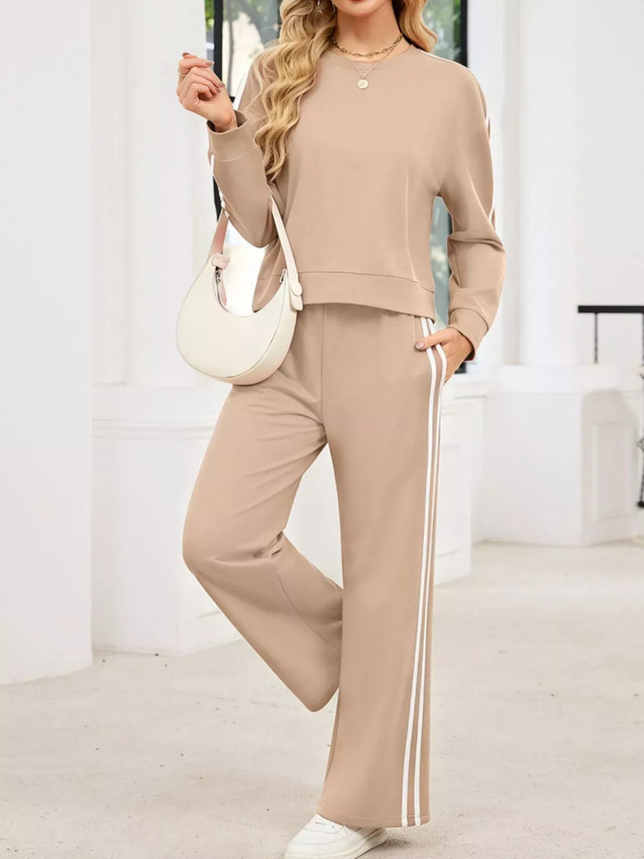 Striped Sweatshirt & Pants Set