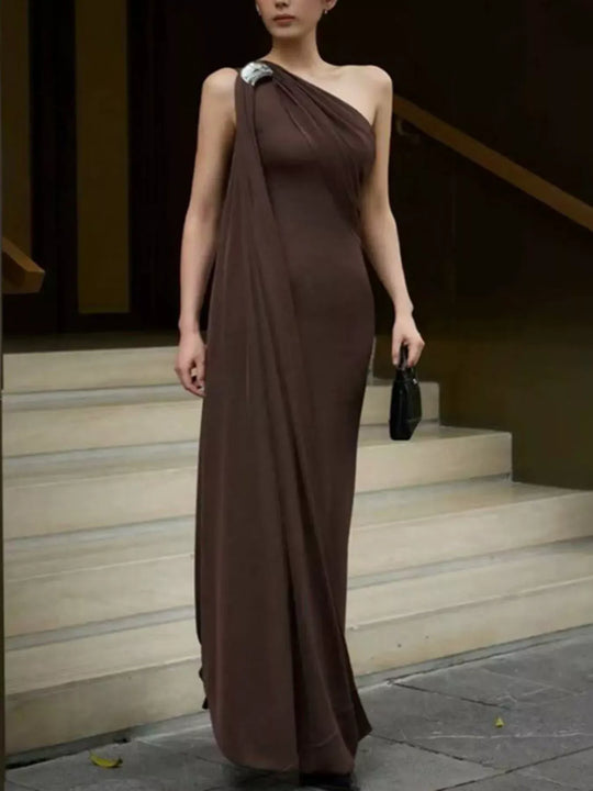 Another view: One-Shoulder Draped Maxi Dress