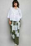 Women's off-white textured cotton blouse by POL
