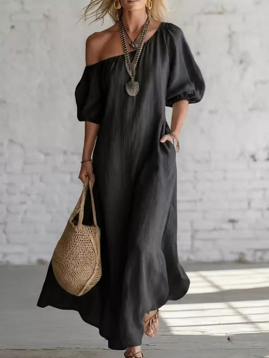 Another view: One-Shoulder Puff Sleeve Maxi Dress