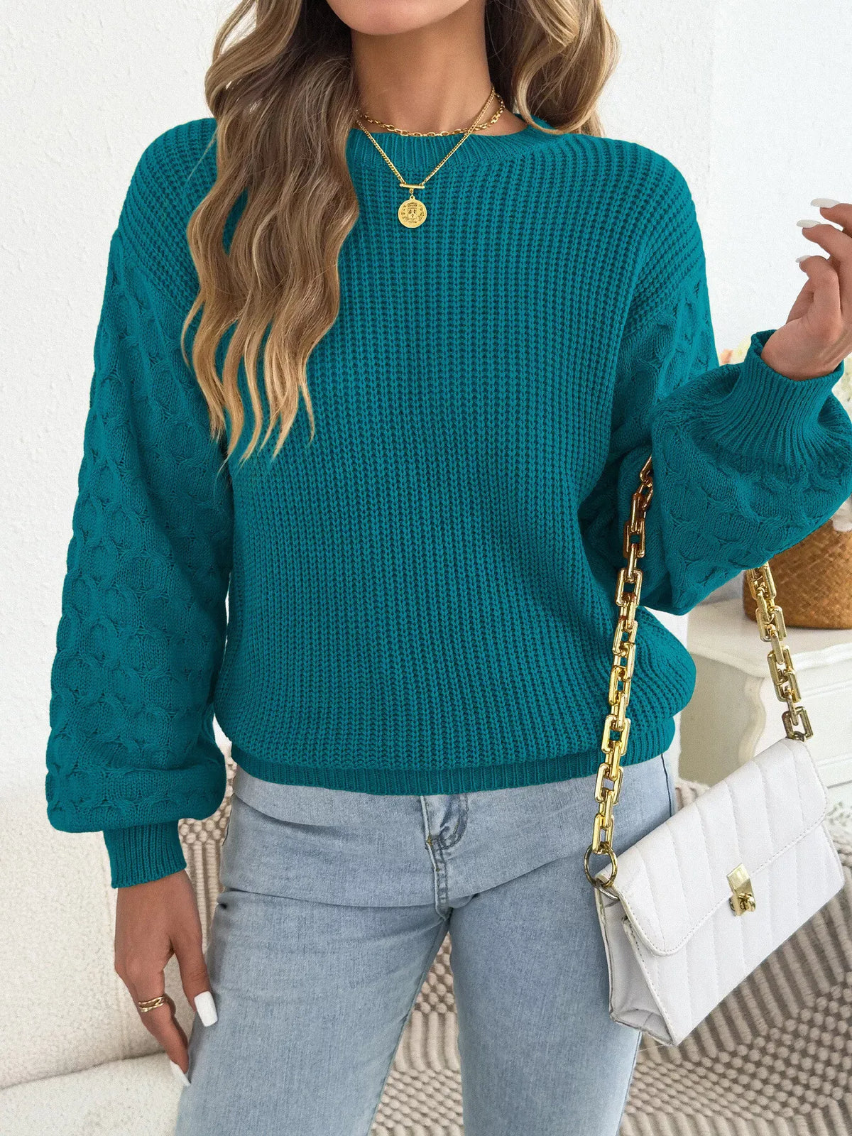 Women's Textured Ribbed Drop-Shoulder Sweater — photo 2