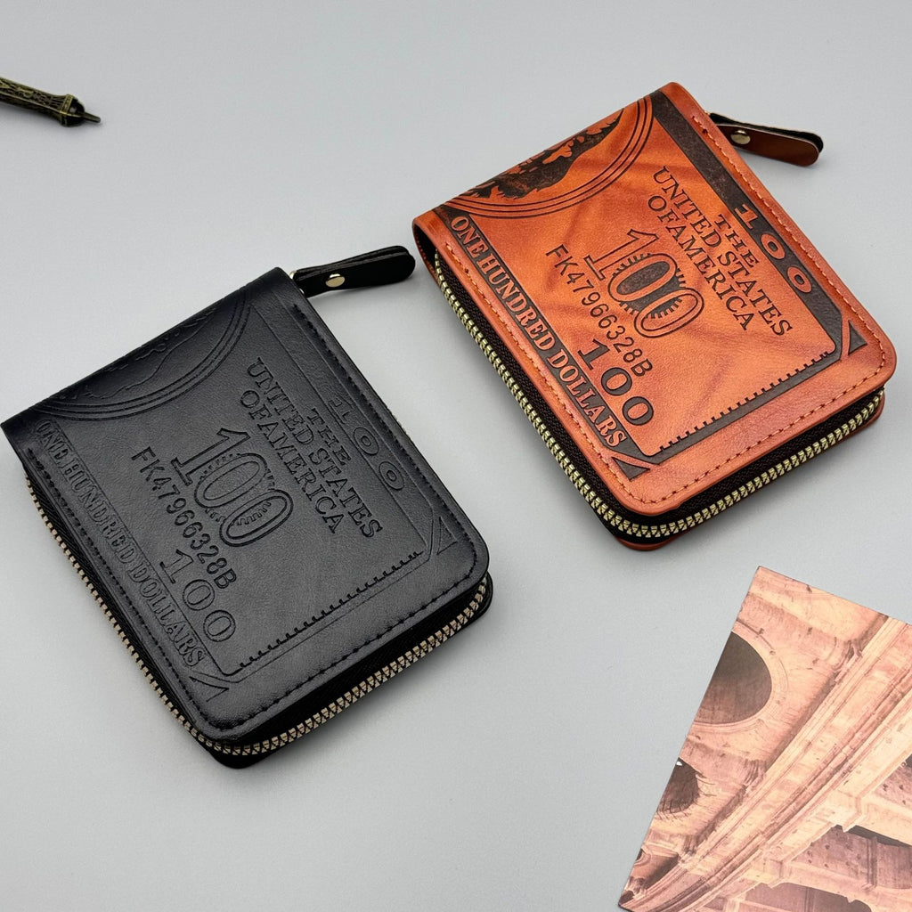 Personalized Dollar Men's Bifold Buckle Wallet – Multiple Card Slots, PU Leather, Retro Embossed Design