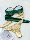Women's two-tone ring-detail tie bikini set