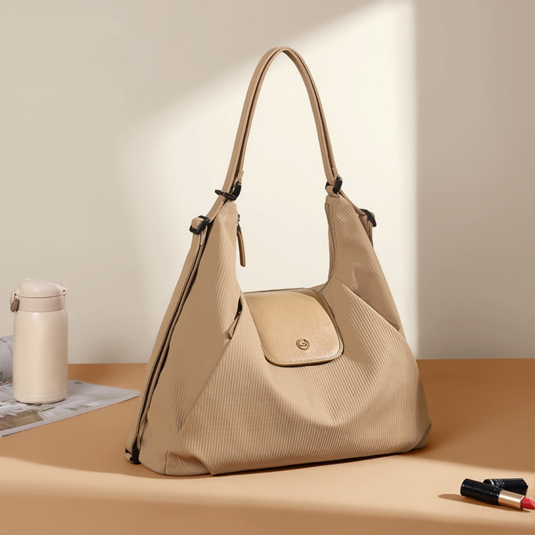 Women's Urban Minimalist Tote Bag - Stylish Fabric Shoulder Bag with Three Straps