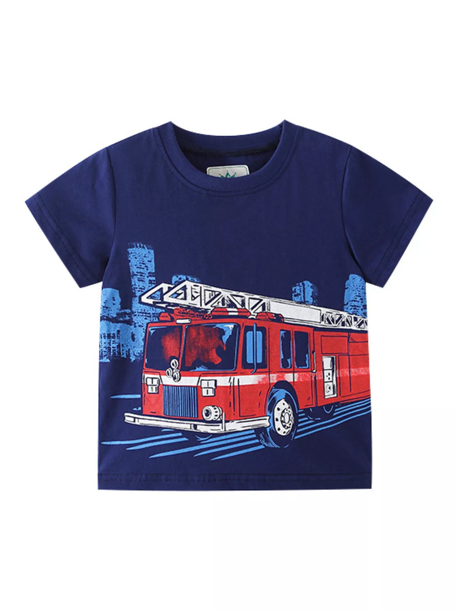 Meadow Days Fire Truck Graphic Short-Sleeve T-Shirt