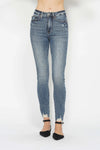 Judy Blue Dakota Tummy-Control Vintage Wash Distressed-Hem Skinny Jeans — product view 1