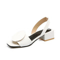 Women's Decorative Platform Sandals Round Toe Slip-On Chunky Heel Shoes