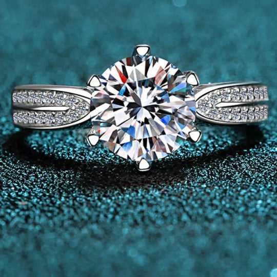 Another view: 3 Carat 925 Sterling Silver Moissanite Geometric Ring