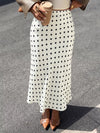 Polka-dot midi skirt.