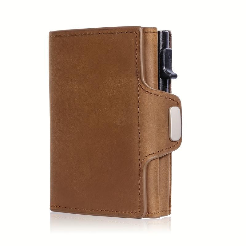 Premium Vintage Men's Leather Card Holder Wallet - RFID Blocking Slim Minimalist Design