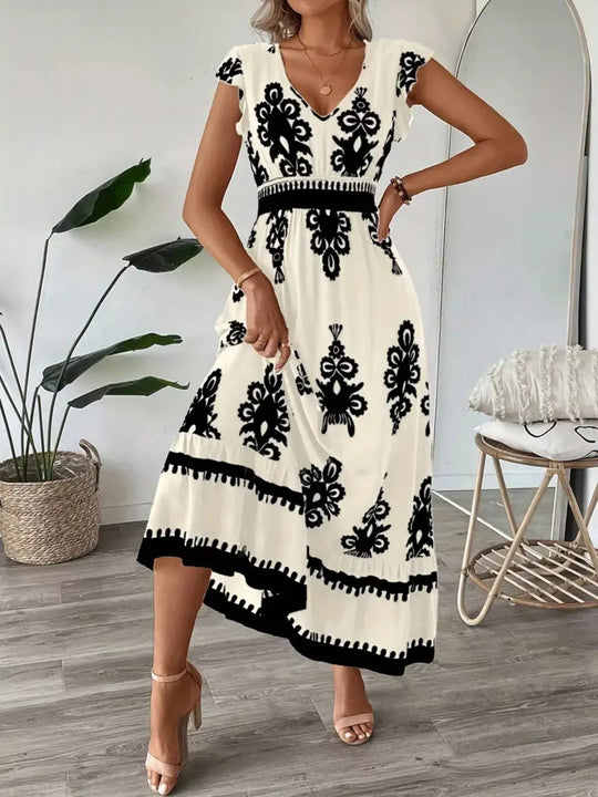 Another view: Ruffled Printed V-Neck Maxi Dress