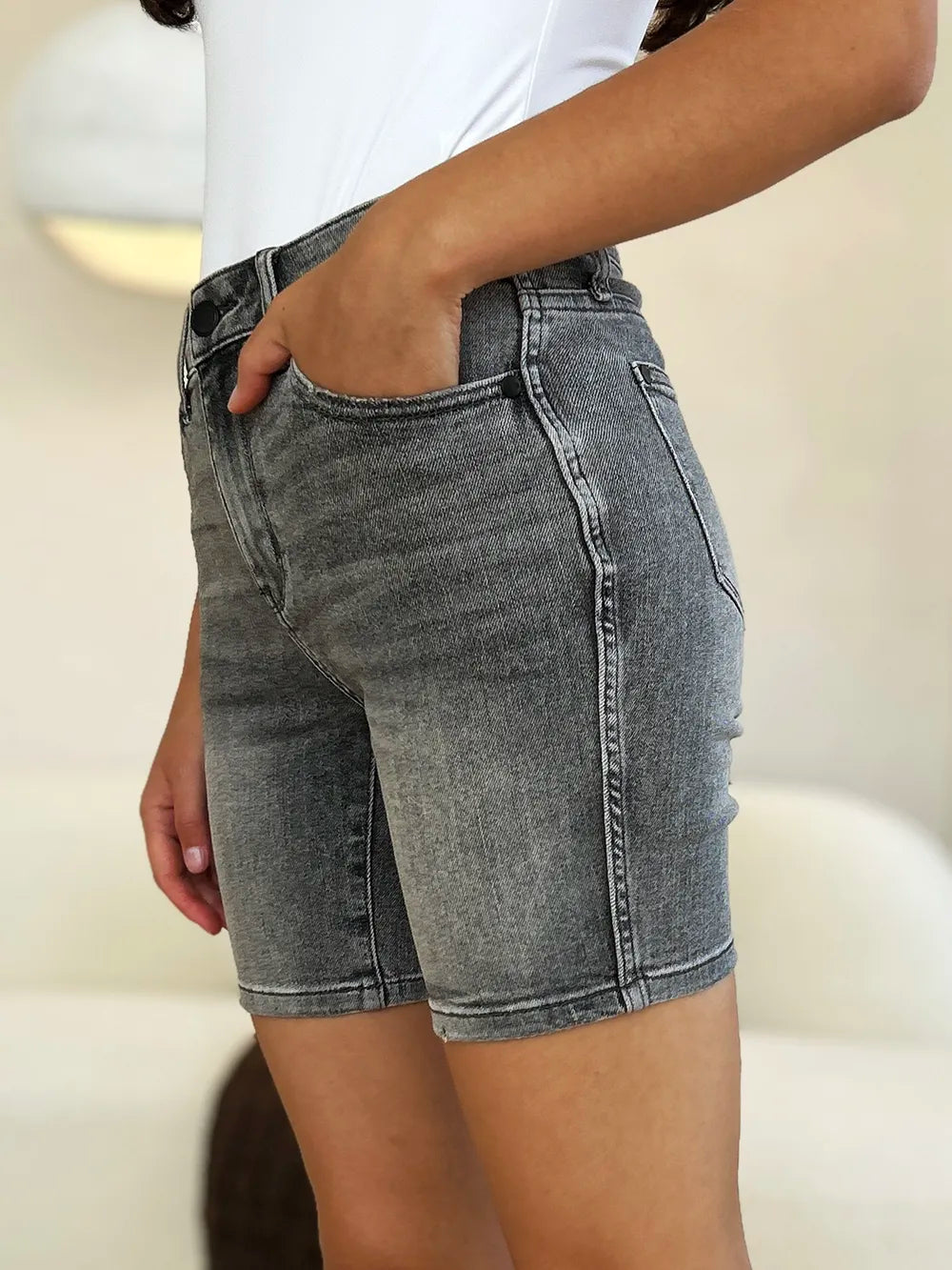 Judy Blue Camden High-Rise Washed Denim Shorts