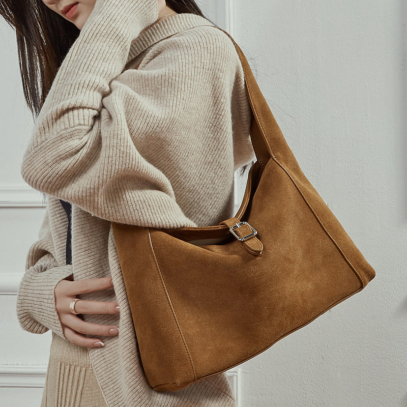 Vintage Genuine Leather Underarm Bag – Premium Cowhide Dumpling Crossbody Handbag