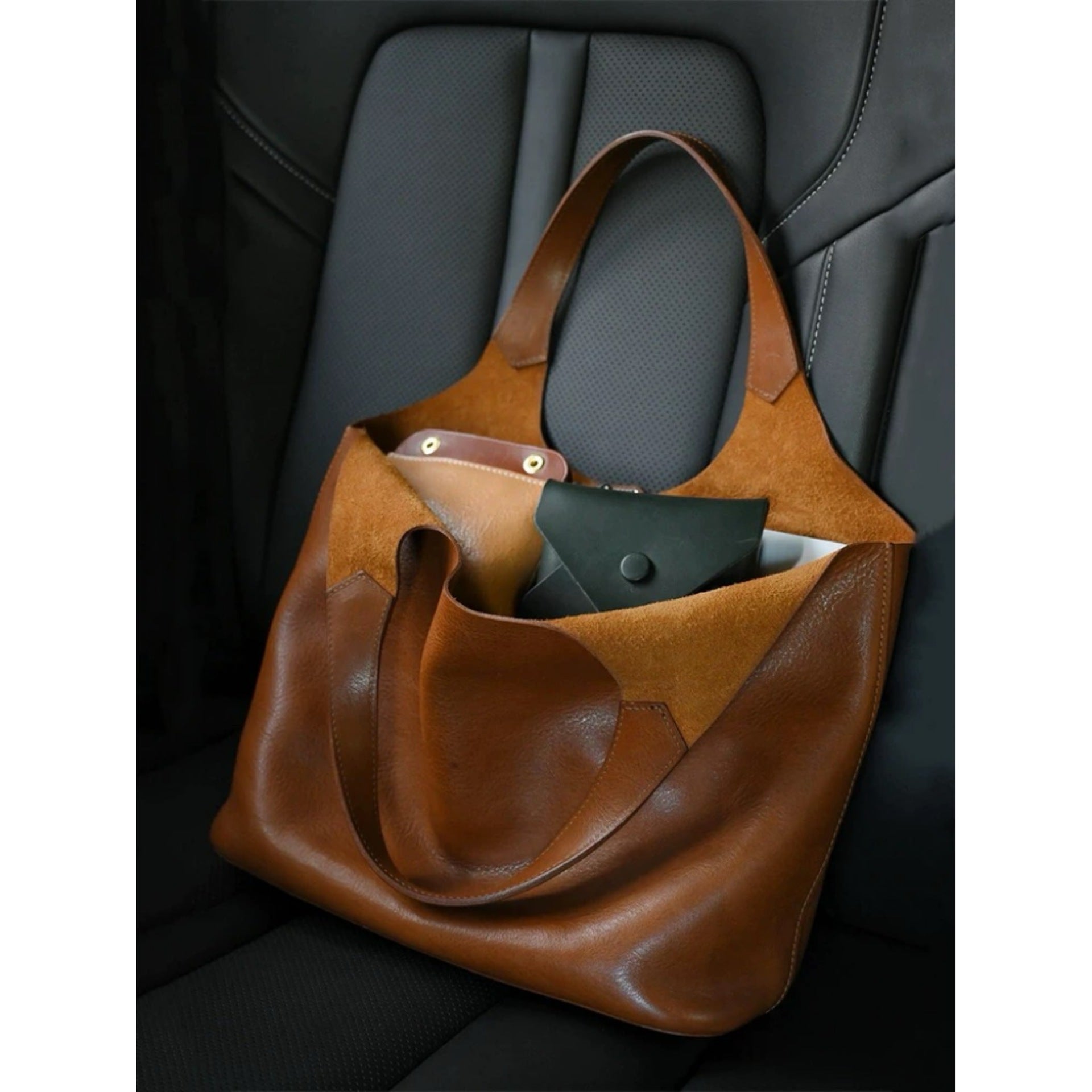 Women's Large Capacity Retro Bucket Bag – PU Leather Crossbody & Tote Dual-Use Handbag