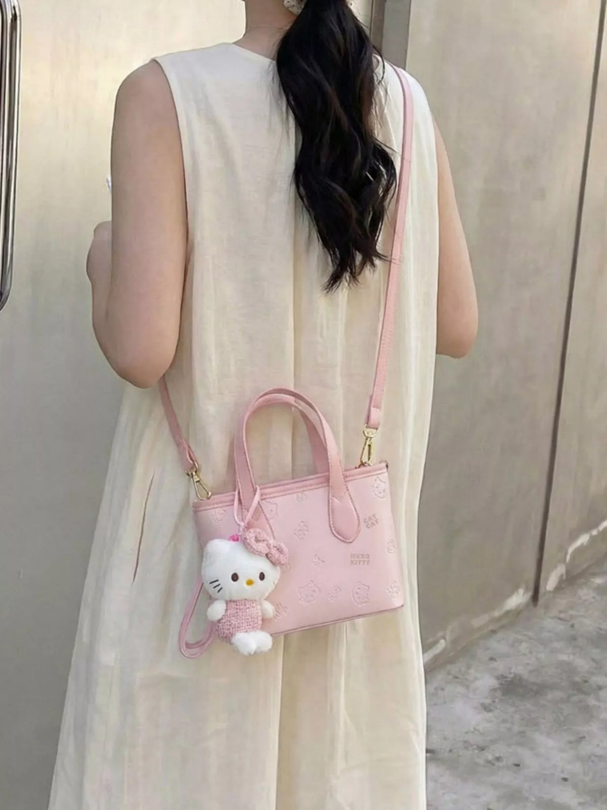 Pink Cat-Detail Mini Crossbody Bag