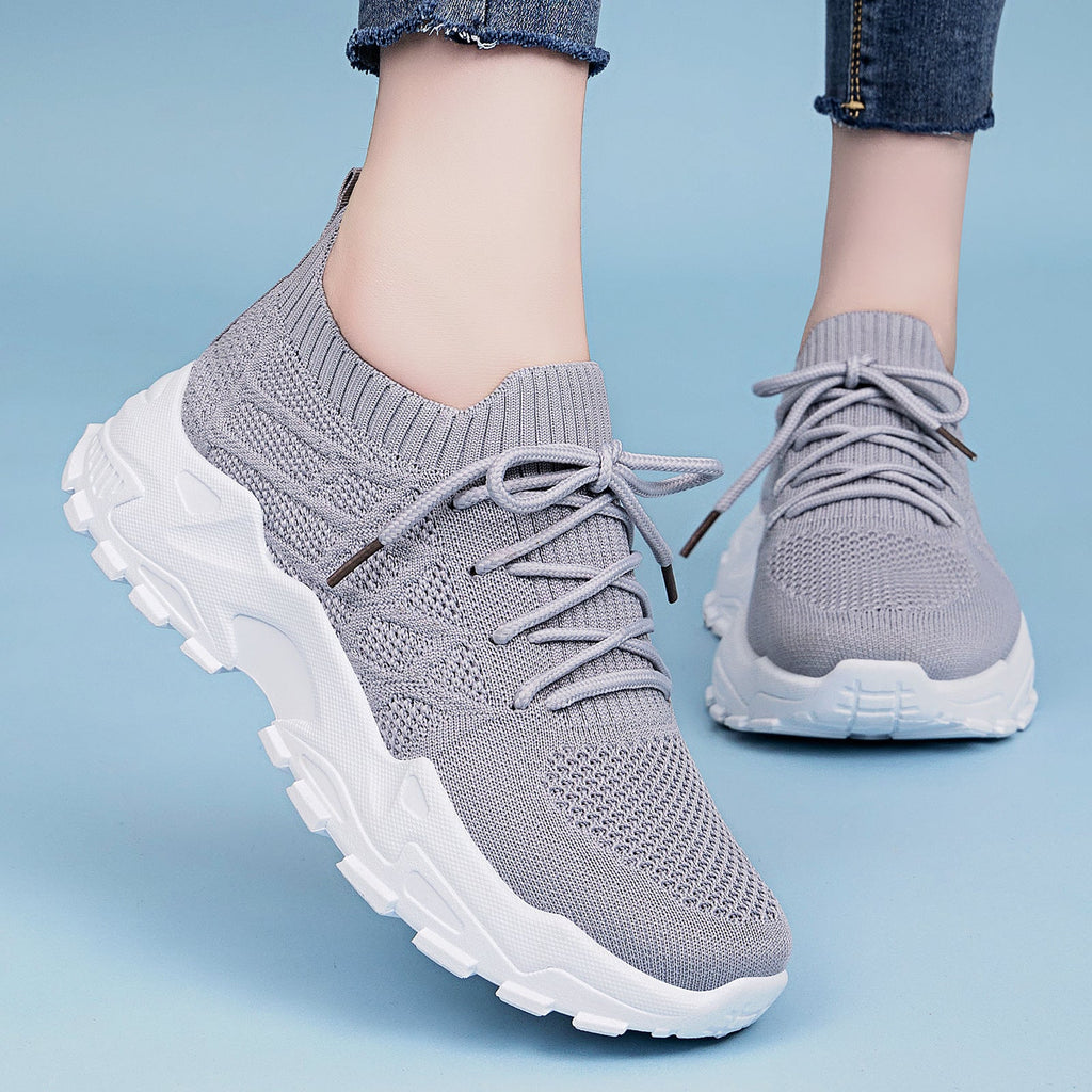 Women's Height Increasing Sneakers | Flyknit Dad Shoes with Padded Comfort Sole & Mesh Lining