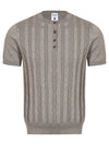 Maison Cable-Knit Short-Sleeve Henley — color or detail view 10