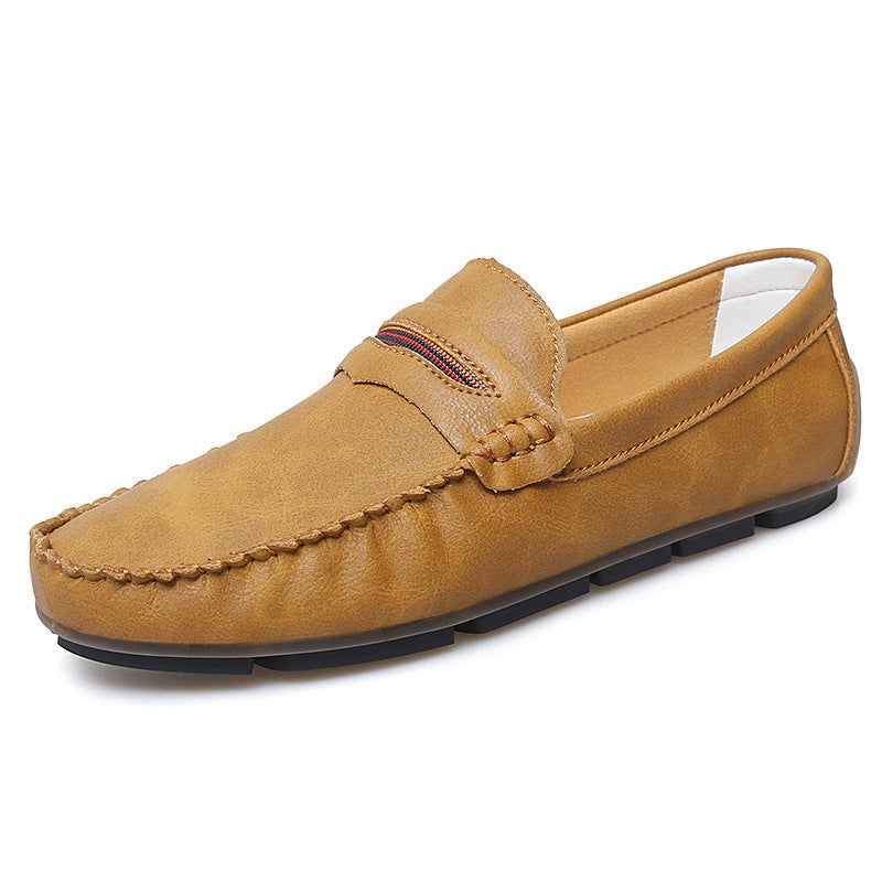 Men's Slip-On Casual Lightweight Shoes – Breathable PU Loafers | Black Khaki White Brown