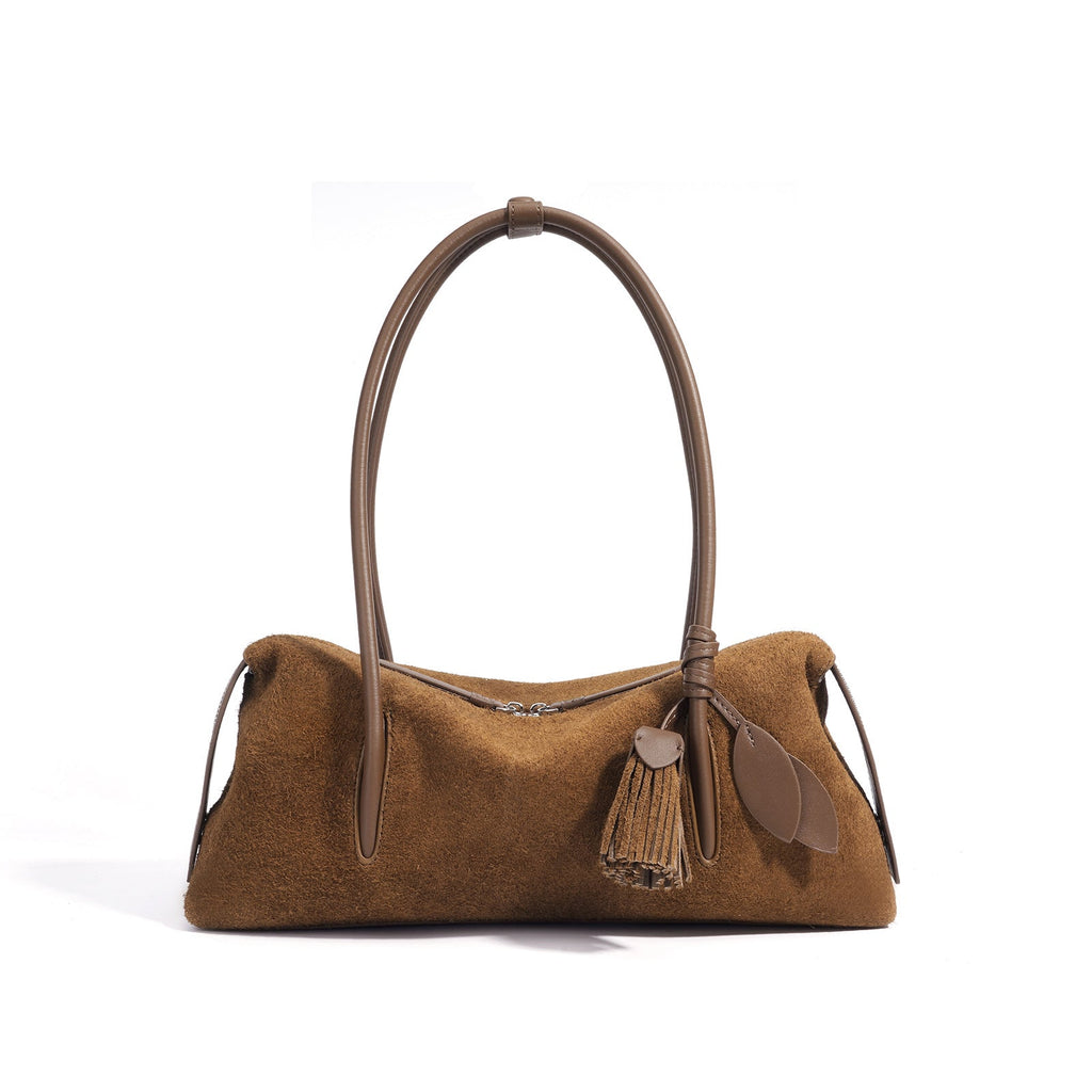 Women's Suede Leather Pillow Shoulder Bag | Minimalist Crossbody Handbag