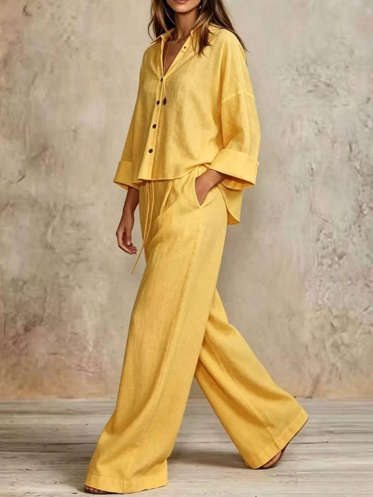 Women's Button-Down Shirt & Wide-Leg Pants Set — photo 7