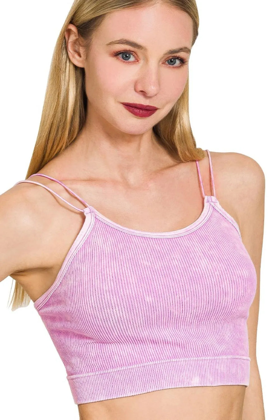 Washed Ribbed Seamless Double Strap Brami