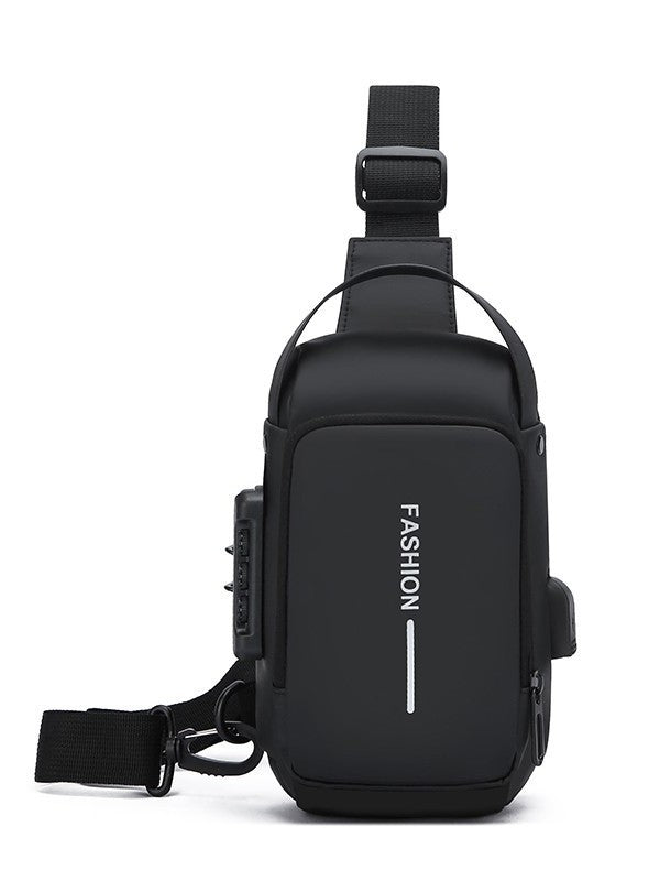 Men's Waterproof Crossbody Chest Bag with USB Charging Port - Anti-Theft Sling Shoulder Bag