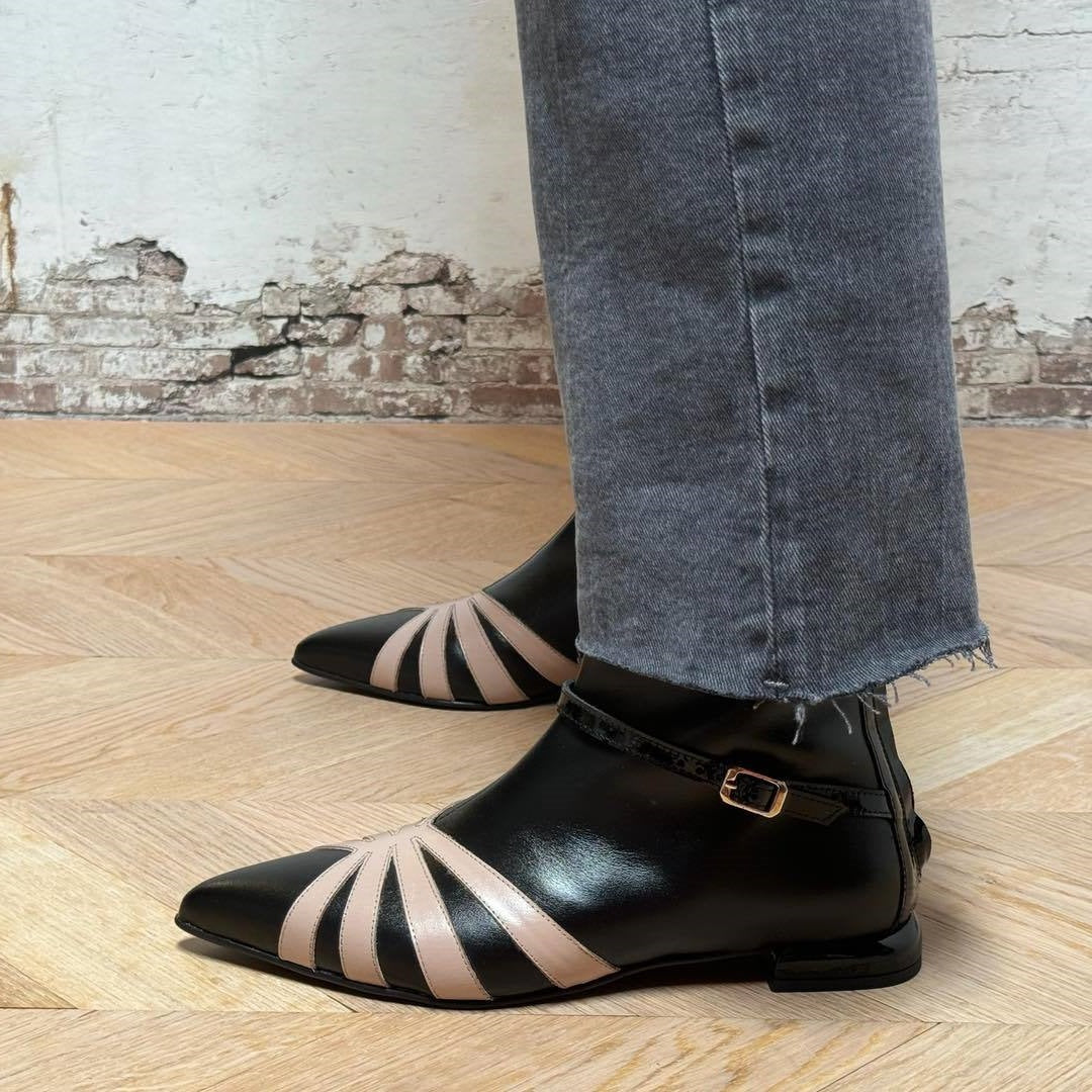 Women's Pointed Toe Chunky Heel Ankle Boots - Low Heel Booties with Back Zipper | Sarah Express