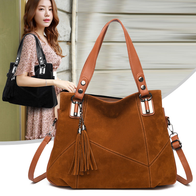 Women's Retro Tassel Suede Crossbody Bag | Vintage European Style Handbag with Multiple Pockets