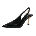 Women's Pointed-Toe Stiletto Sandals | Low Heel Slip-On Dress Shoes in Black, Nude & Red
