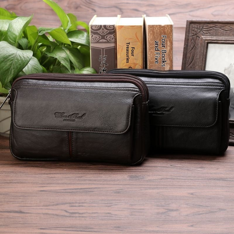 Men's Genuine Leather Clutch Bag – Soft First-Layer Cowhide Business Wallet