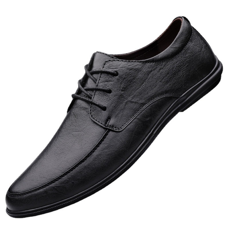 Men's Casual Leather Shoes – Lace-Up Round Toe Soft Sole Comfort Loafer | Black, Coffee, Tan