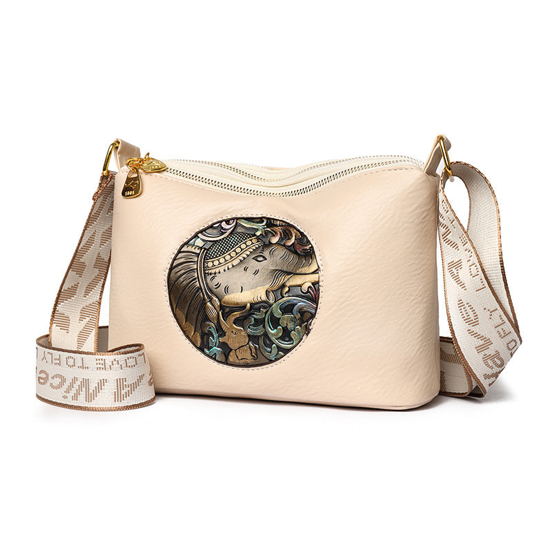 Women's Retro Chinese-Style Shoulder Bag - Multi-Compartment High-Capacity Crossbody Bag