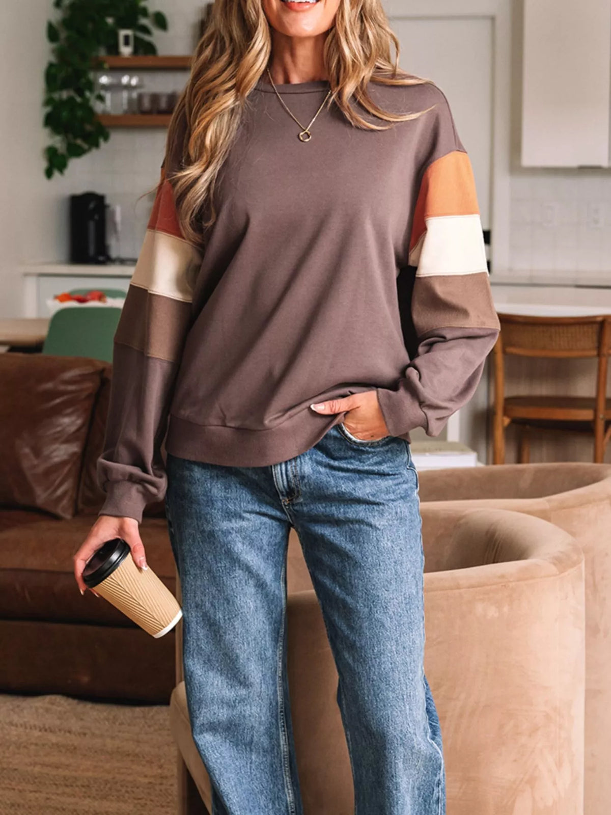 Color-Block Drop-Shoulder Sweatshirt