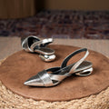 Women's Patent Leather Cutout High-Heel Sandals - Pointed Toe Slip-On Heels