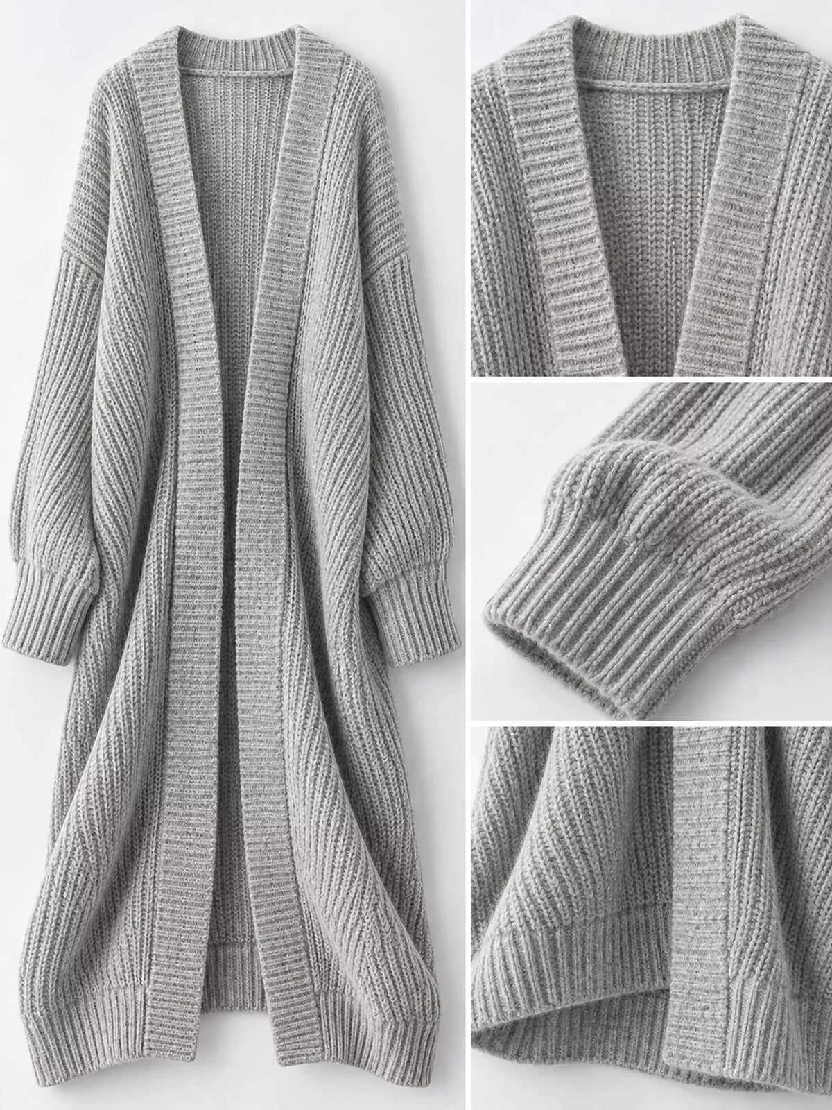 Oversized Openwork Longline Cardigan with Pockets — photo 58