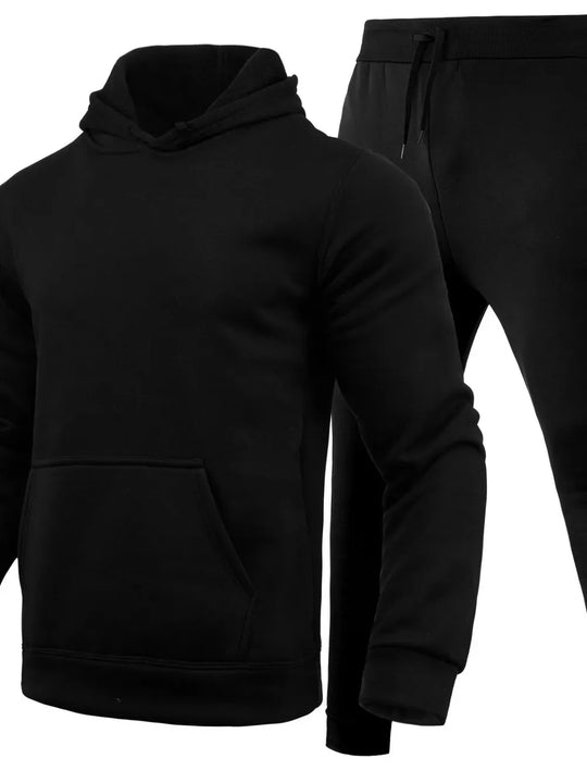 Another view: Men's Full Size Long Sleeve Hoodie and Pants Set Plus Size