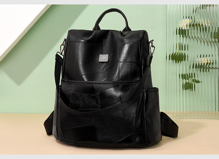 Western-style Minimalist Backpack – PU Leather Casual Travel Bag