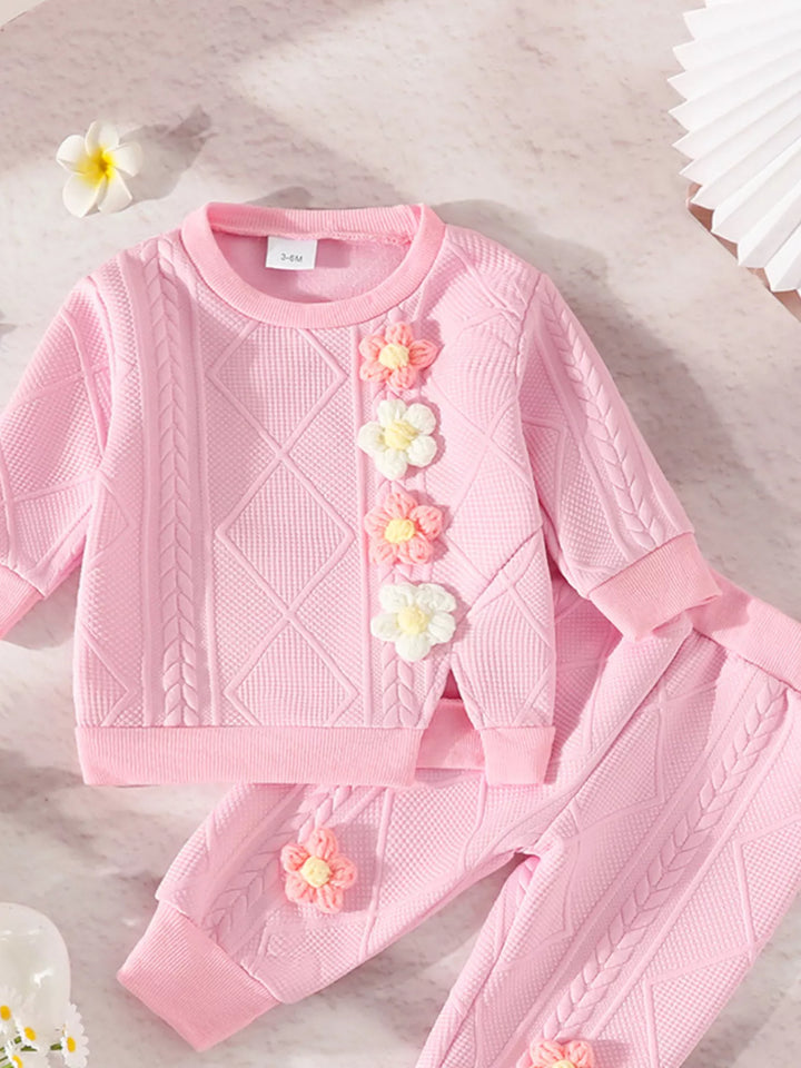 Bluebird Lane Flower Textured Top and Pants Set — product view 1