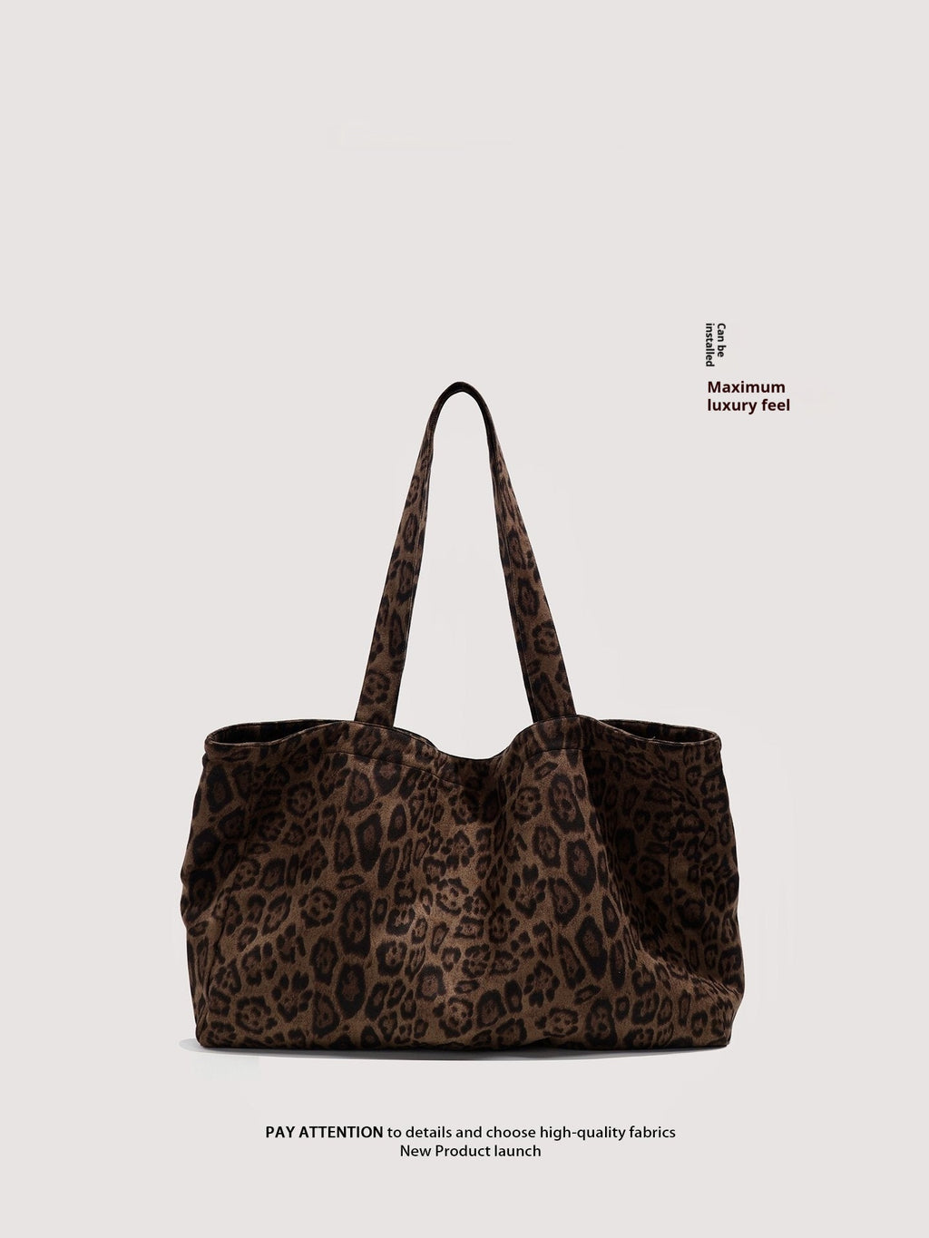 Women's Leopard Print Tote Bag – Suede Velvet Shoulder Handbag for Everyday Use