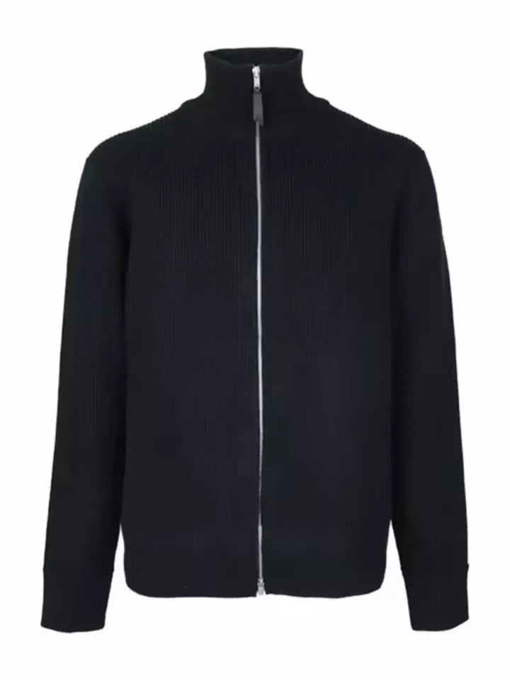 Men's Ribbed Zip-Up Knit Cardigan