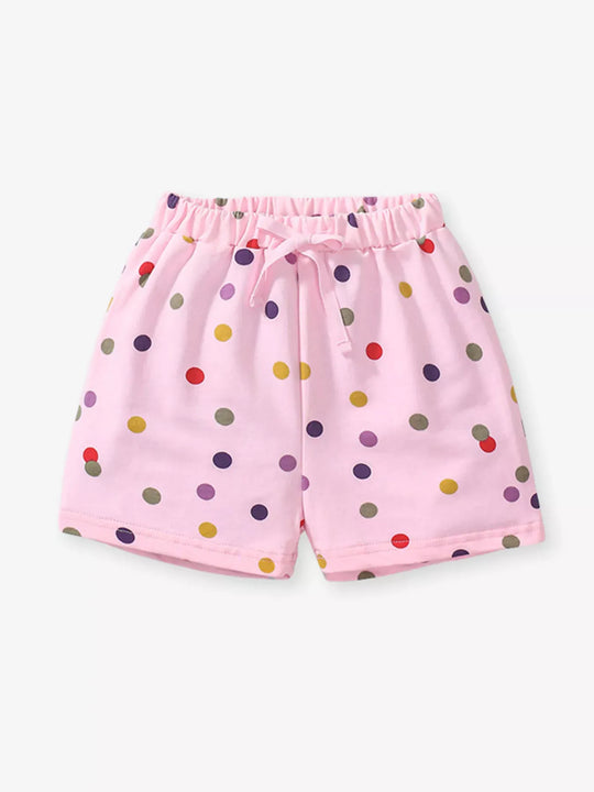 Another view: Polka-Dot Cotton Drawstring Shorts — Dusty Pink